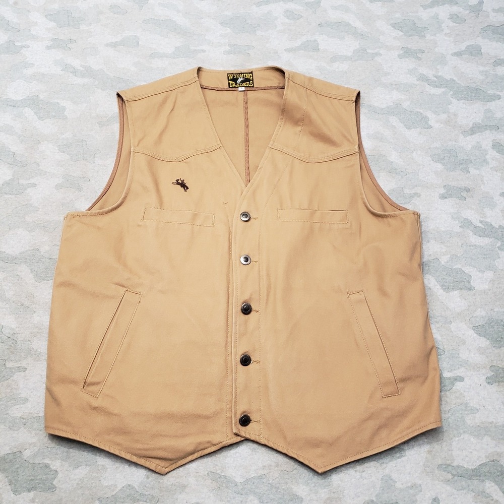 Wyoming Traders Vest Mens Large Brown Concealed Carry Canvas Outdoors Sleeveless